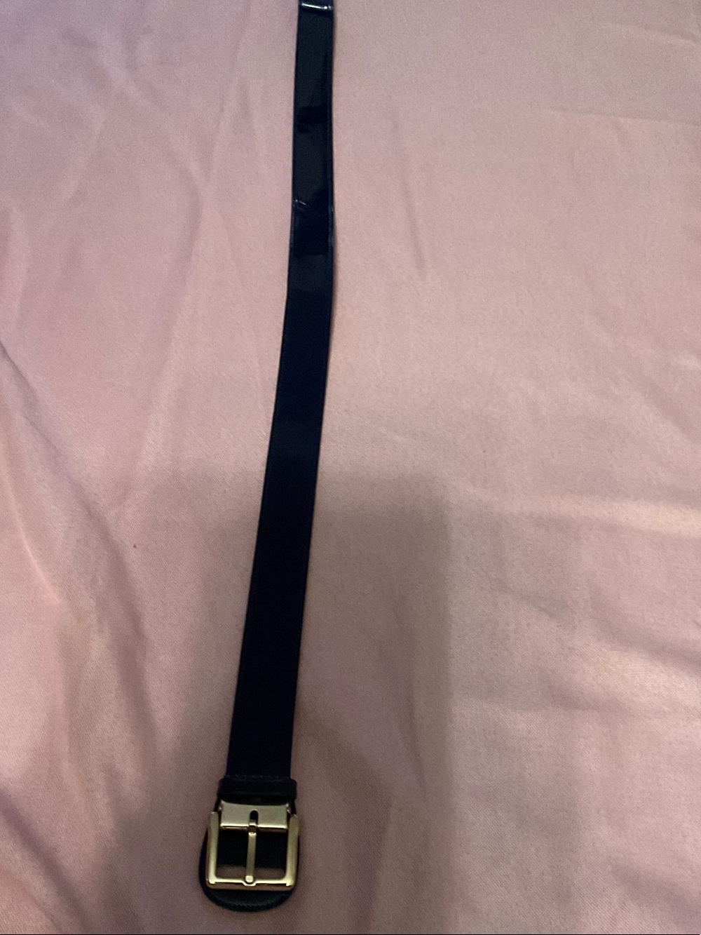 Descente Black Patent Belt with Gold-Tone Buckle
